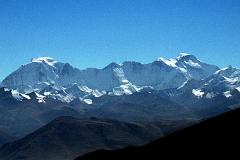 12 Gyachung Kang To Cho Oyu From Pang La Gyachung Kang (7952m) and Cho Oyu (8201m) close up from the Pang La (5250m) pass on the way to Everest North Face in Tibet.